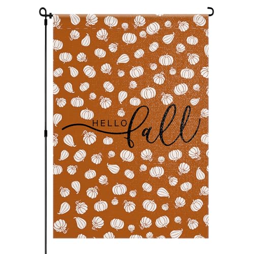 Dreamxiang Herbst-Gartenflagge, doppelseitig, Hallo Fall mit Kürbis, 30,5 x 45,7 cm von Dreamxiang