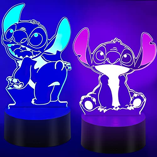 Stitch Lampe, 3D Nachtlicht mit 2 Mustern Deko Lampe, Stitch Spielzeug Stimmungslicht für Kinderzimmer Deko, Lilo und Stitch ,Stitch Geburtstagsgeschenke für Stitch Fans Mädchen Frauen Jungen. von Dreamy Cubby