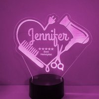 Friseur Nachtlicht Personalisierte 16 Farben, Fernbedienung - Großes Geschenk, Award Oder Cake Topper Kostenloser Versand von Dreamyledlights