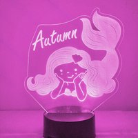 Mermaid Personalisierte Led Nachtlicht, 16 Farben Mit Fernbedienung von Dreamyledlights