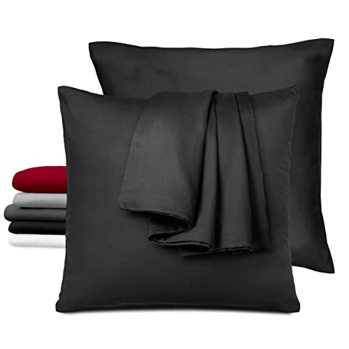 2er-Set Satin Kissenbezug 60x60 cm Dreamzie - 100% Baumwolle Oeko-TEX - Kopfkissenbezug 60x60 cm Schwarz - Kissenhülle 2X - Wohltaten für das Haar von Dreamzie