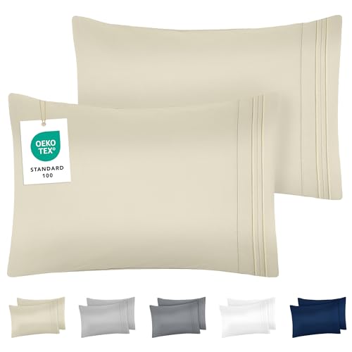DREAMZIE Kissenbezug 50 x 70 Beige 2er Set Premium Mikrofaser mit Stickmuster Oeko-TEX Zertifiziert - Kopfkissenbezug 50 x 70 Weich DREAMZIE Kissenbezug 50 x 70 Beige 2er Set Premium Mikrofaser mit Stickmuster Oeko-TEX Zertifiziert - Kopfkissenbezug 50 x 70 Weich von Dreamzie