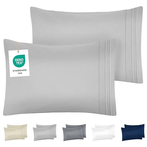 DREAMZIE Kissenbezug 50 x 70 Grau 2er Set Premium Mikrofaser mit Stickmuster Oeko-TEX Zertifiziert - Kopfkissenbezug 50 x 70 Weich DREAMZIE Kissenbezug 50 x 70 Grau 2er Set Premium Mikrofaser mit Stickmuster Oeko-TEX Zertifiziert - Kopfkissenbezug 50 x 70 Weich von Dreamzie
