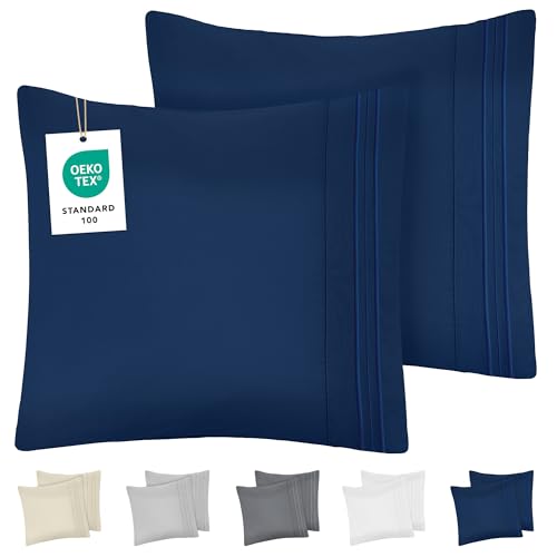DREAMZIE Kissenbezug 80x80 Dunkelblau 2er Set Premium Mikrofaser mit Stickmuster Oeko-TEX Zertifiziert - Kopfkissenbezug 80x80 Weich DREAMZIE Kissenbezug 80x80 Dunkelblau 2er Set Premium Mikrofaser mit Stickmuster Oeko-TEX Zertifiziert - Kopfkissenbezug 80x80 Weich von Dreamzie