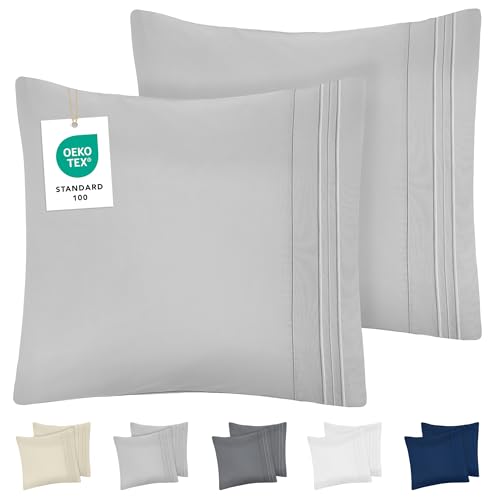 DREAMZIE Kissenbezug 80x80 Grau 2er Set Premium Mikrofaser mit Stickmuster Oeko-TEX Zertifiziert - Kopfkissenbezug 80x80 Weich DREAMZIE Kissenbezug 80x80 Grau 2er Set Premium Mikrofaser mit Stickmuster Oeko-TEX Zertifiziert - Kopfkissenbezug 80x80 Weich von Dreamzie