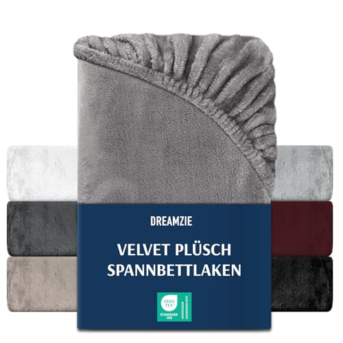 DREAMZIE Premium Frottee Spannbettlaken 180 x 200-200x200, Cashmere-Touch Bettlaken Jersey Fleece Spannbetttuch Laken, Grau DREAMZIE Premium Frottee Spannbettlaken 180 x 200-200x200, Cashmere-Touch Bettlaken Jersey Fleece Spannbetttuch Laken, Grau von Dreamzie