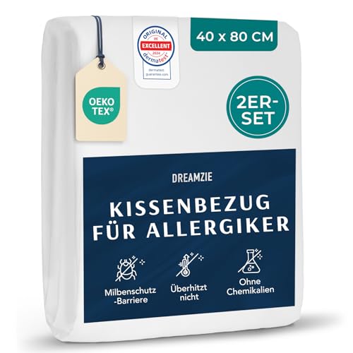 Dreamzie - 2er-Set Milbenbezug Kissenschoner 40x80 - Allergiker Bettwäsche - Milbenbezug Kissen 40x80 cm - Waschbar bis 95°C Dreamzie - 2er-Set Milbenbezug Kissenschoner 40x80 - Allergiker Bettwäsche - Milbenbezug Kissen 40x80 cm - Waschbar bis 95°C von Dreamzie