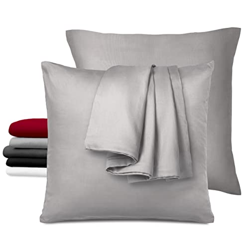 2er-Set Satin Kissenbezug 40x40 cm Dreamzie - 100% Baumwolle Oeko-TEX - Kopfkissenbezug 40x40 cm Grau - Kissenhülle 2X - Wohltaten für das Haar von Dreamzie