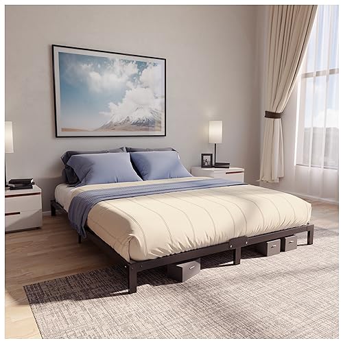Dreamzie Bett 160x200 mit Lattenrost aus Metall - Bettgestell 160x200 für Matratze, Höche 25cm - Robust, Leichte Montage, Umfangreicher Stauraum - Schwarzer Lattenrost von Dreamzie