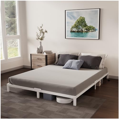 Dreamzie Bett 180x200 mit Lattenrost aus Metall - Bettgestell 180x200 für Matratze, Höche 25 cm - Robust, Leichte Montage, Umfangreicher Stauraum - Weiß Lattenrost von Dreamzie