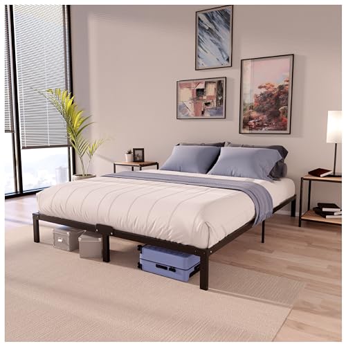 Dreamzie Bett 200x200 mit Lattenrost aus Metall - Bettgestell 200x200 für Matratze, Höche 35cm - Großer Stauraum, Leicht zu Montieren und Stabil - Schwarzer Lattenrost von Dreamzie