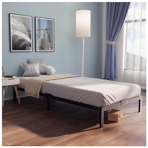 Dreamzie Bett 90x190 aus Metall - Bett 190x90 für Matratze Einzelbett, Höche 35 cm - Großer Stauraum, Leicht zu Montieren und Stabil - Schwarzer Lattenrost von Dreamzie