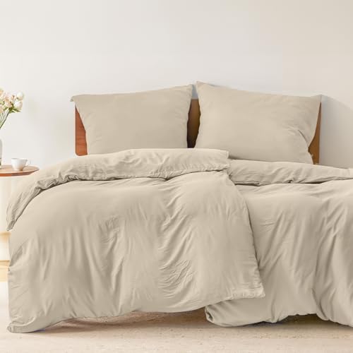 Dreamzie - Bettwäsche 135x200 cm 4teilig mit Kissenbezügen 80x80 cm Beige - Bettbezug 135x200 Einzelbett aus 100% Mikrofaser - Zertifiziert ohne Chemikalien (Oeko TEX) von Dreamzie
