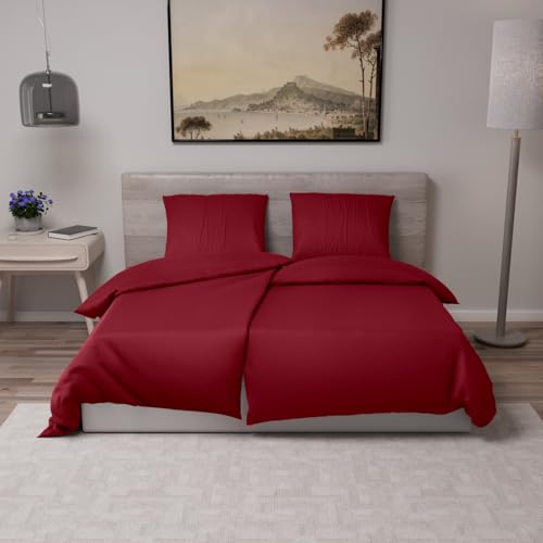 Dreamzie - Bettwäsche 135x200 cm 4teilig mit Kissenbezügen 80x80 cm Burgunderrot - Bettbezug 135x200 Einzelbett aus 100% Mikrofaser - Zertifiziert ohne Chemikalien (Oeko TEX) von Dreamzie