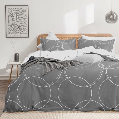 Dreamzie Bettwäsche Set 135x200 cm mit 1 Kissenbezug 80x80 cm – Kreise-Muster – Bettwäsche für Einzelbett aus 100% Mikrofaser – Oeko-Tex Zertifiziert – Ohne Schadstoffe von Dreamzie