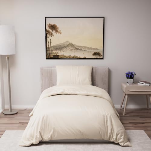 Dreamzie - Bettwäsche Set 140x200 cm mit 1 Kissenbezügen 65x65 cm Beige - Bettbezug 140x200 Einzelbett aus 100% Mikrofaser - Zertifiziert ohne Chemikalien (Oeko TEX) von Dreamzie