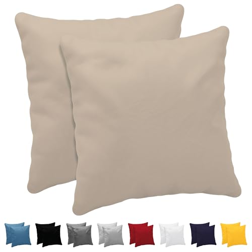 Dreamzie Kissenbezug 30x30 (Set mit 2) - 100% Jersey Baumwolle 150 g/qm Kissenbezüge -Beige - Für Kissen 30x30 cm - Kissenhülle - Kissenbezug - Resistent und Hypoallergen von Dreamzie