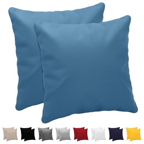 Dreamzie Kissenbezug 30x30 (Set mit 2) - 100% Jersey Baumwolle 150 g/qm Kissenbezüge -Blau - Für Kissen 30x30 cm - Kissenhülle - Kissenbezug - Resistent und Hypoallergen von Dreamzie