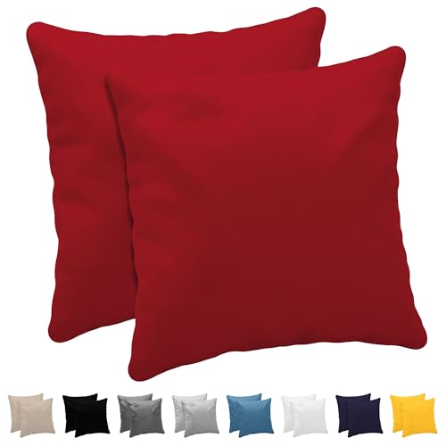 Dreamzie Kissenbezug 30x30 (Set mit 2) - 100% Jersey Baumwolle 150 g/qm Kissenbezüge -Rot - Für Kissen 30x30 cm - Kissenhülle - Kissenbezug - Resistent und Hypoallergen von Dreamzie