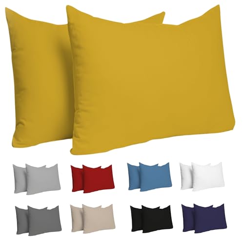 Dreamzie Kissenbezug 30x50 (Set mit 2) - 100% Jersey Baumwolle 150 g/qm Kissenbezüge -Gelb - Für Kissenbezug 50x30 cm - Kissenhülle - Resistent und Hypoallergen von Dreamzie