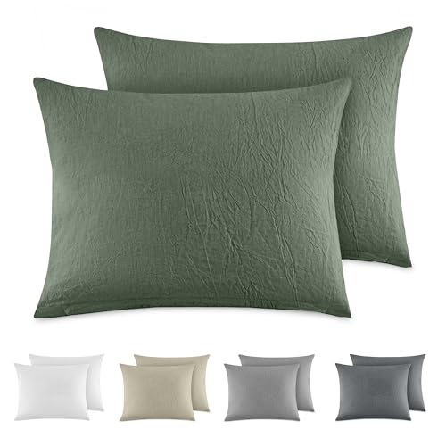 Dreamzie Kissenbezug 30x50 cm 2er Set - 100% Gewaschene Baumwolle, Grün, Kissenbezüge Oeko-TEX Zertifiziert, Leinenoptik und Atmungsaktiv Kissenhülle, Kopfkissenbezug mit Reißverschluss Dreamzie Kissenbezug 30x50 cm 2er Set - 100% Gewaschene Baumwolle, Grün, Kissenbezüge Oeko-TEX Zertifiziert, Leinenoptik und Atmungsaktiv Kissenhülle, Kopfkissenbezug mit Reißverschluss von Dreamzie
