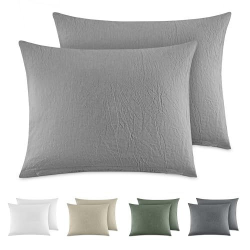 Dreamzie Kissenbezug 30x50 cm 2er Set - 100% Gewaschene Baumwolle, Hellgrau, Kissenbezüge Oeko-TEX Zertifiziert, Leinenoptik und Atmungsaktiv Kissenhülle, Kopfkissenbezug mit Reißverschluss Dreamzie Kissenbezug 30x50 cm 2er Set - 100% Gewaschene Baumwolle, Hellgrau, Kissenbezüge Oeko-TEX Zertifiziert, Leinenoptik und Atmungsaktiv Kissenhülle, Kopfkissenbezug mit Reißverschluss von Dreamzie