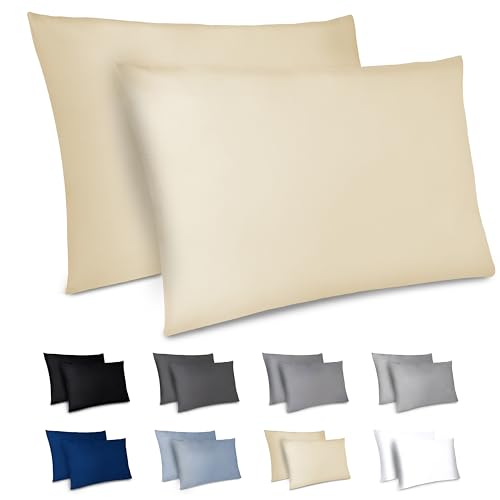 Dreamzie Kissenbezug 40 x 80 2er Set - Kopfkissenbezug 40x80 Beige mit Reißverschluss aus Mikrofaser Weich, 40x80 cm Pillow Cover von Dreamzie