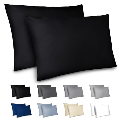 Dreamzie Kissenbezug 40 x 80 2er Set - Kopfkissenbezug 40x80 Schwarz mit Reißverschluss aus Mikrofaser Weich, 40x80 cm Pillow Cover von Dreamzie