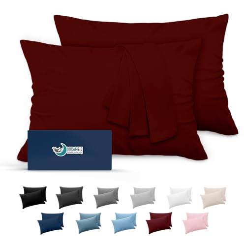 Dreamzie Kissenbezug 40 x 80 Burgunderrot 2er Set Mikrofaser Oeko-TEX Zertifiziert Kopfkissenbezug 40 x 80 Weich von Dreamzie