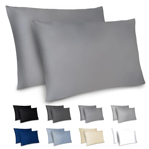 Dreamzie Kissenbezug 40x70 2er Set - Kopfkissenbezug 40x70 Anthrazit mit Reißverschluss aus Mikrofaser Weich, 40x70 cm Pillow Cover von Dreamzie