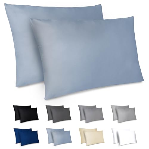 Dreamzie Kissenbezug 40x70 2er Set - Kopfkissenbezug 40x70 Blau mit Reißverschluss aus Mikrofaser Weich, 40x70 cm Pillow Cover von Dreamzie