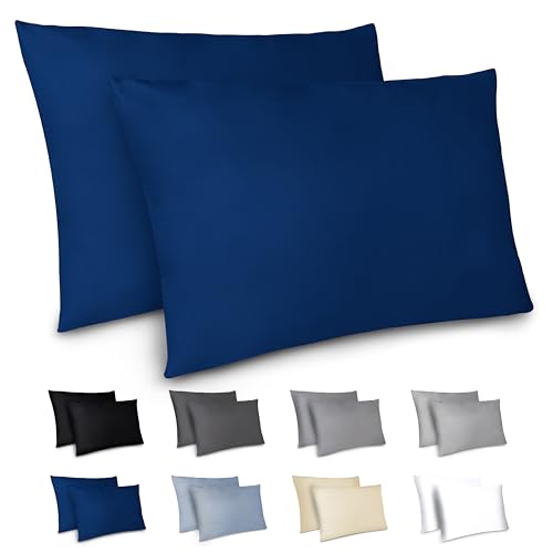 Dreamzie Kissenbezug 40x70 2er Set - Kopfkissenbezug 40x70 Dunkelblau mit Reißverschluss aus Mikrofaser Weich, 40x70 cm Pillow Cover von Dreamzie