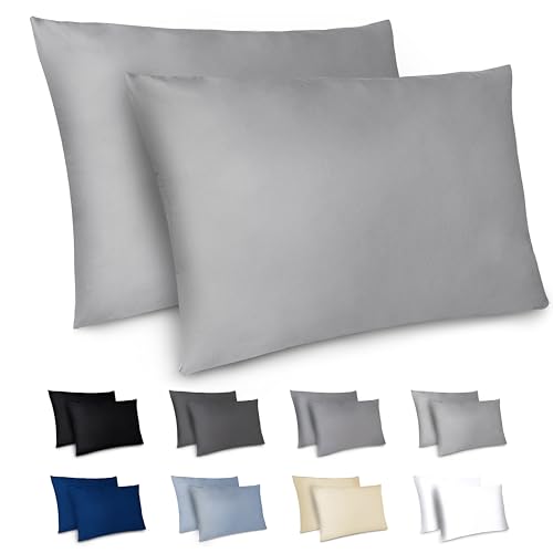 Dreamzie Kissenbezug 40x70 2er Set - Kopfkissenbezug 40x70 Grau mit Reißverschluss aus Mikrofaser Weich, 40x70 cm Pillow Cover von Dreamzie