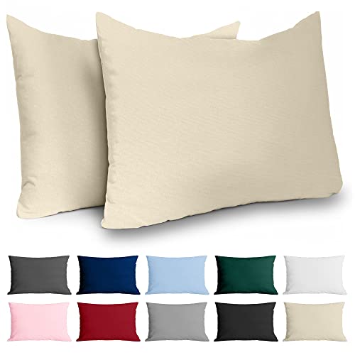 Kissenbezug 40x70 Renforcé Baumwolle (2er-Set) - Beige - Dicht gewebt mit 57 Fäden/cm² - Kissenbezug 40 x 70 - Oeko Tex Zertifiziert - Dreamzie von Dreamzie