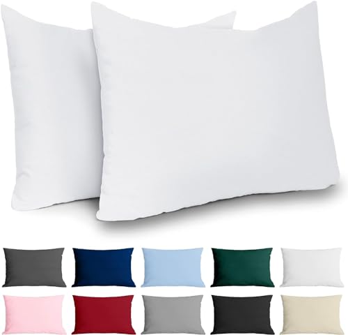 Kissenbezug 40x70 Renforcé Baumwolle (2er-Set) - Weiss - Dicht gewebt mit 57 Fäden/cm² - Kissenbezug 40 x 70 - Oeko Tex Zertifiziert - Dreamzie von Dreamzie