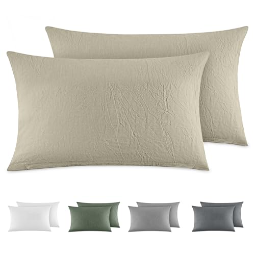 Dreamzie Kissenbezug 40x80 cm 2er Set - 100% Gewaschene Baumwolle, Beige, Kissenbezüge Oeko-TEX Zertifiziert, Leinenoptik und Atmungsaktiv Kissenhülle, Kopfkissenbezug mit Reißverschluss Dreamzie Kissenbezug 40x80 cm 2er Set - 100% Gewaschene Baumwolle, Beige, Kissenbezüge Oeko-TEX Zertifiziert, Leinenoptik und Atmungsaktiv Kissenhülle, Kopfkissenbezug mit Reißverschluss von Dreamzie