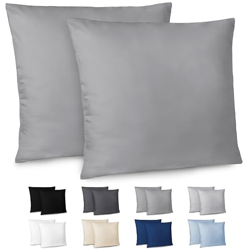 Dreamzie Kissenbezug 60x60 2er Set - Kopfkissenbezug 60x60 Anthrazit mit Reißverschluss aus Mikrofaser Weich, 60x60 cm Pillow Cover von Dreamzie