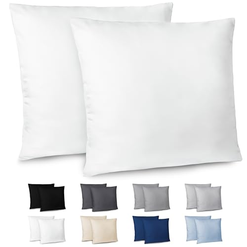 Dreamzie Kissenbezug 60x60 2er Set - Kopfkissenbezug 60x60 Weiß mit Reißverschluss aus Mikrofaser Weich, 60x60 cm Pillow Cover von Dreamzie