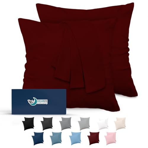 Dreamzie Kissenbezug 60x60 Burgunderrot 2er Set Mikrofaser Oeko-TEX Zertifiziert Kopfkissenbezug 60x60 Weich von Dreamzie