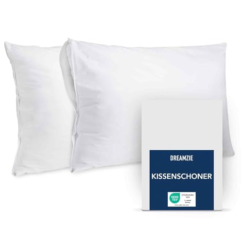 Dreamzie Kissenschoner 40x80 cm – 2er Set Wasserdicht, Atmungsaktiv, Oeko-Tex – Milbenschutz für Allergiker, Waschbar bei 90°C, Ideal für Kinder und empfindliche Haut von Dreamzie