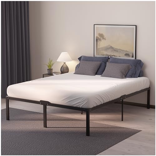 Dreamzie Metallbett 140x200 mit Lattenrost - Bettgestell 140x200 mit Füßen - Höhe 45 cm - Stabil, Einfacher Aufbau, Viel Stauraum von Dreamzie