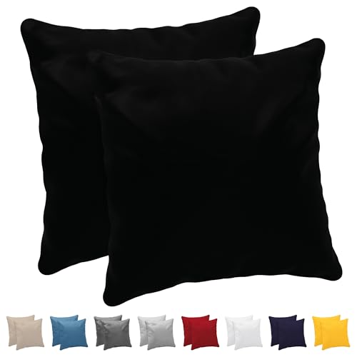 Kissenbezug 60 x 60 cm (Set mit 2) - 100% Jersey Baumwolle 150 g/qm Kissenbezüge -Schwarz - Für Kissen 60 x 60 cm - Kissenhülle - Kissenbezug - Resistent und Hypoallergen - Dreamzie von Dreamzie