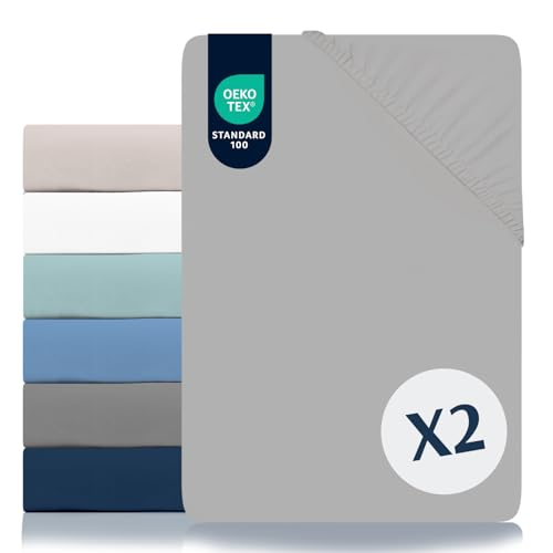 Dreamzie - Spannbettlaken 200x200cm 2er Pack - 100% Polyester Mikrofaser - Oeko TEX Zertifiziert - Leintuch 200x200 - Zinngrau von Dreamzie