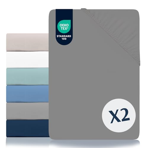Dreamzie - Spannbettlaken 80x200cm 2er Pack - 100% Polyester Mikrofaser - Oeko TEX Zertifiziert - Spannbetttuch 80x200 Kinder - Anthrazit Dreamzie - Spannbettlaken 80x200cm 2er Pack - 100% Polyester Mikrofaser - Oeko TEX Zertifiziert - Spannbetttuch 80x200 Kinder - Anthrazit von Dreamzie