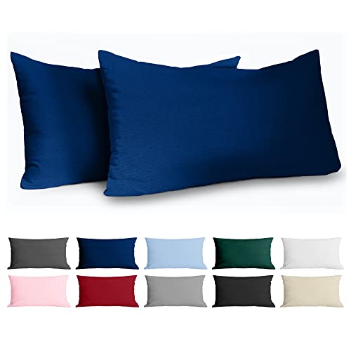 Kissenbezug 40 x 80 Renforcé Baumwolle (2er-Set) - Dunkelblau - Dicht gewebt mit 57 Fäden/cm² - Kissenbezug 40x80 cm - Oeko Tex Zertifiziert - Dreamzie von Dreamzie