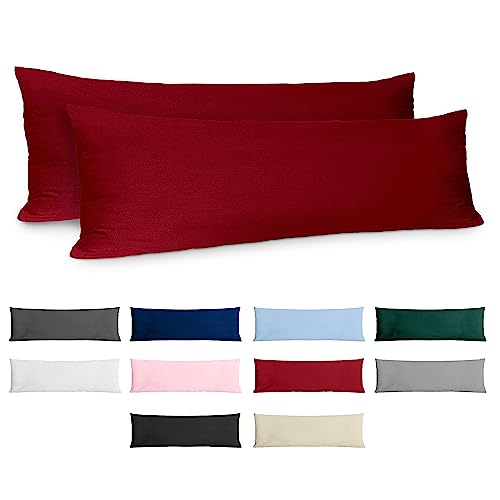 Dreamzie Kissenbezug 40x145 Baumwolle Renforcé (2er-Set) - Burgunderrot - Dicht gewebt mit 57 Fäden/cm² - Kissenbezug 40 x 145 cm - Oeko Tex Zertifiziert von Dreamzie