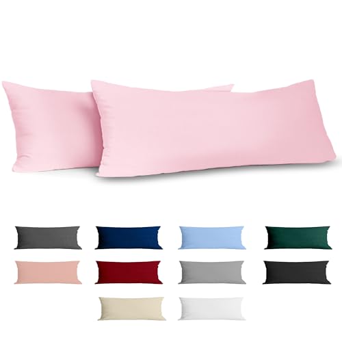 Kissenbezug 40x145 Baumwolle Renforcé (2er-Set) - Rosa - Dicht gewebt mit 57 Fäden/cm² - Kissenbezug 40 x 145 cm - Oeko Tex Zertifiziert - Dreamzie von Dreamzie