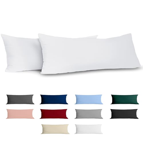 Kissenbezug 40x145 Baumwolle Renforcé (2er-Set) - Weiss - Dicht gewebt mit 57 Fäden/cm² - Kissenbezug 40 x 145 cm - Oeko Tex Zertifiziert - Dreamzie von Dreamzie
