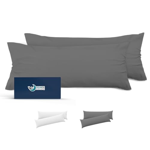 Kissenbezug 40x150 Anthrazit 2er Set Mikrofaser Oeko-TEX Zertifiziert Dreamzie - Kopfkissenbezug 40x150 Weich von Dreamzie