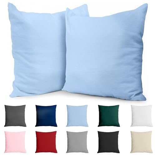 Kissenbezug 40x40 Baumwolle Renforcé (2er-Set) - Hellblau - Dicht gewebt mit 57 Fäden/cm² - 40x40cm Kissenbezug - Oeko Tex Zertifiziert - Dreamzie von Dreamzie